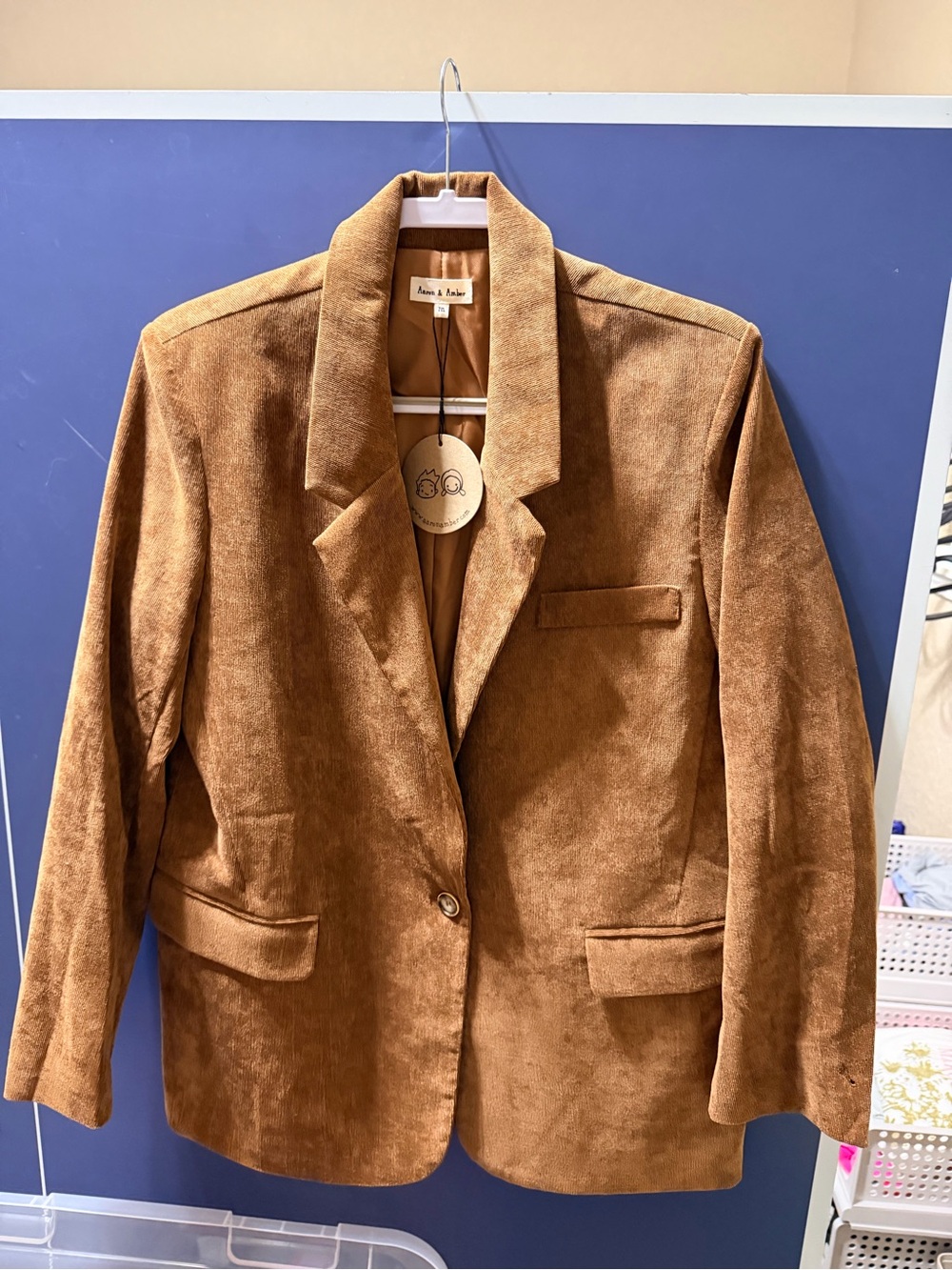 Women's Brown Suede-Look Blazer Jacket